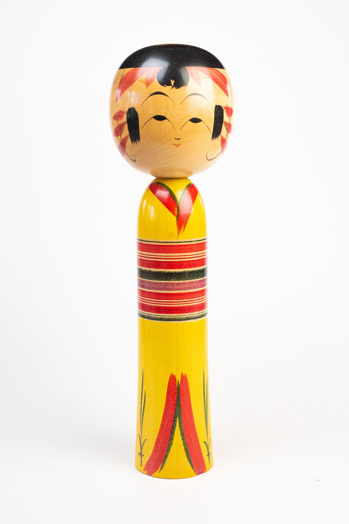 Big Floral Kokeshi Doll by Kazuo Takamizawa - Kokeshi Japan