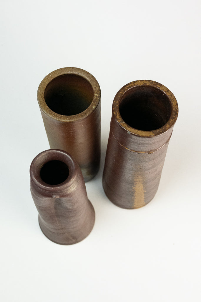 Set of three Bizen vases